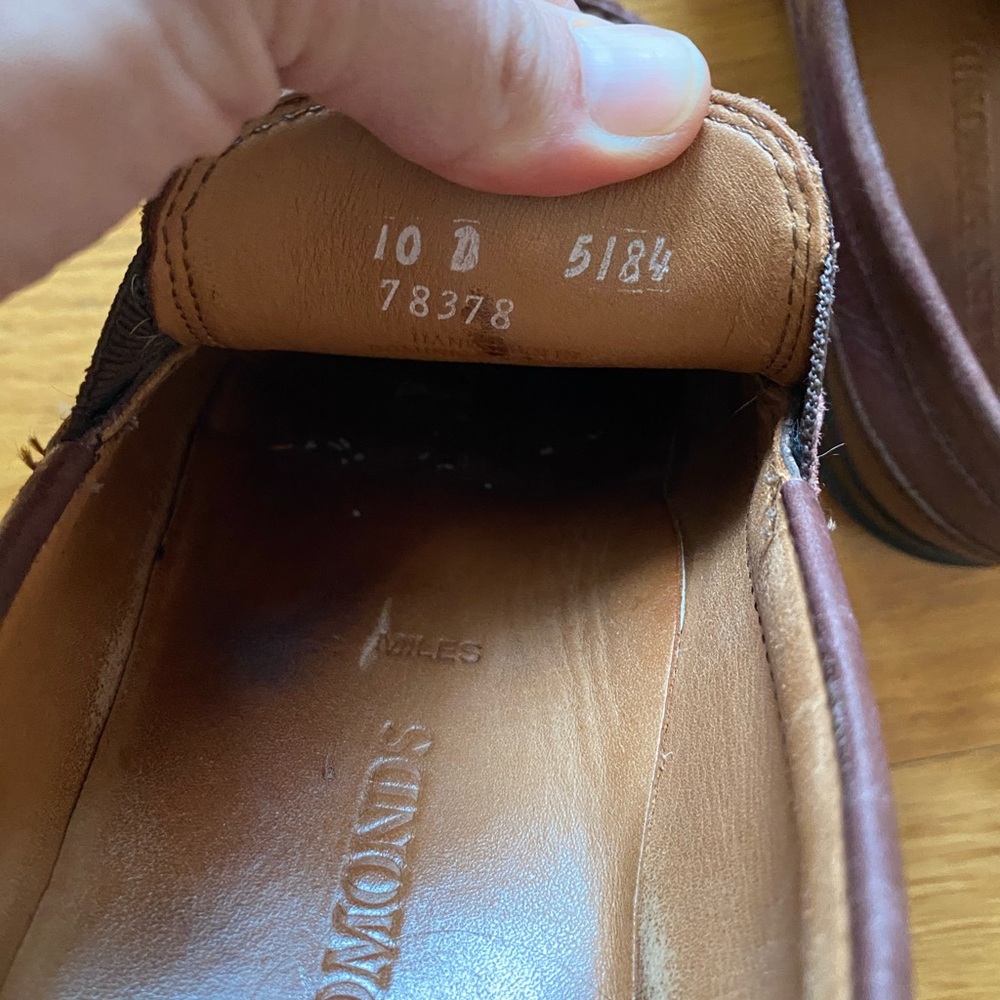 Allen Edmonds 10 D Miles Brown Leather Slip-Ons Loafers - Picture 6 of 9